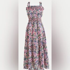 J. Crew size L Smocked dress in watermark floral print